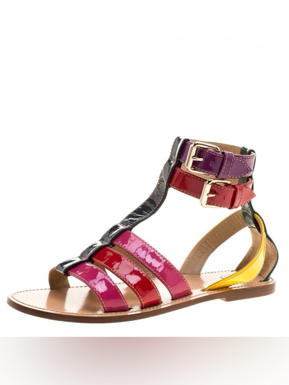Dolce & Gabbana Multicolor Patent Leather Gladiator Sandal eur 36